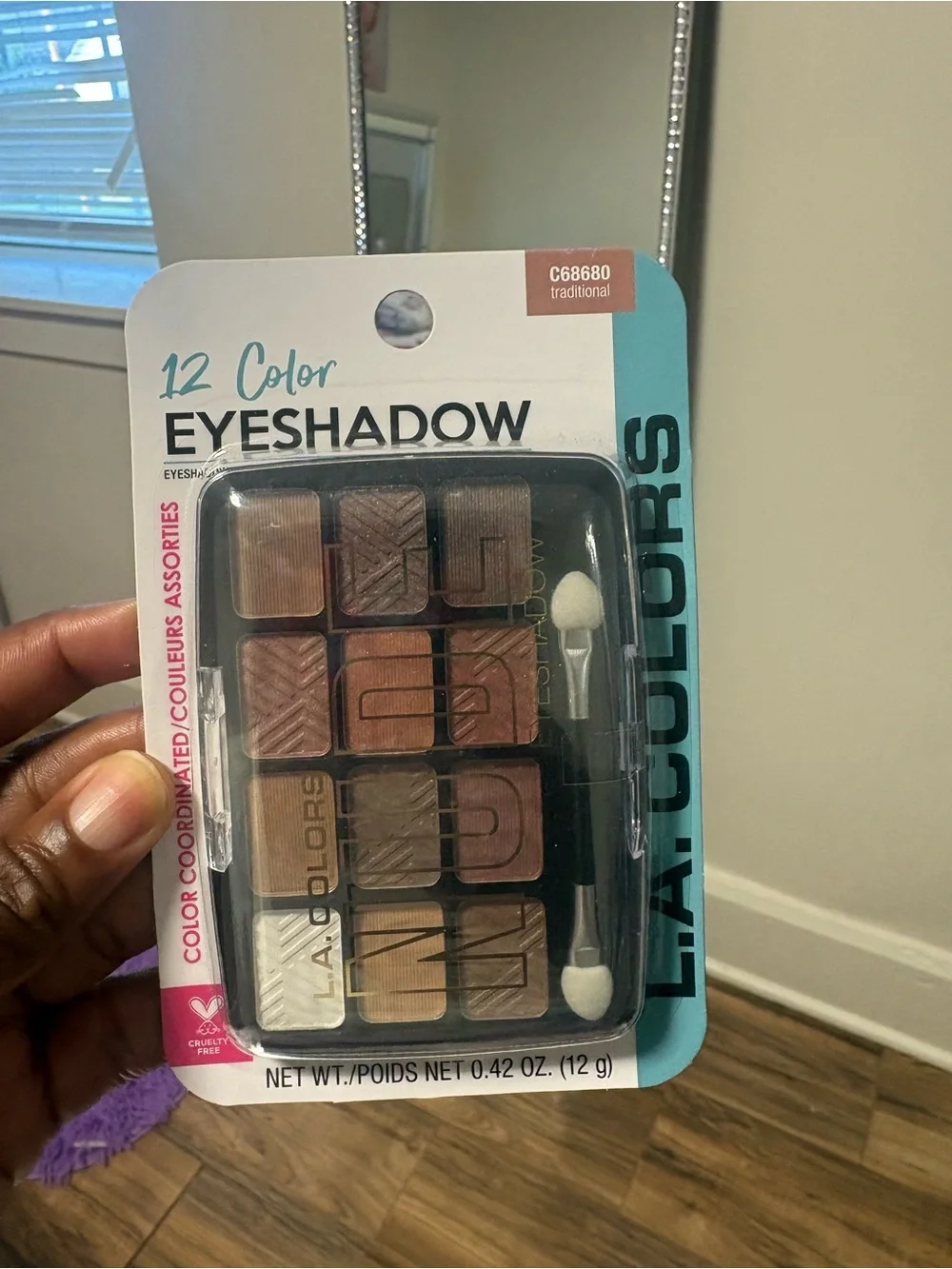 L.A. Colors 12-Color Eyeshadow Palette – Neutral Browns & Creams